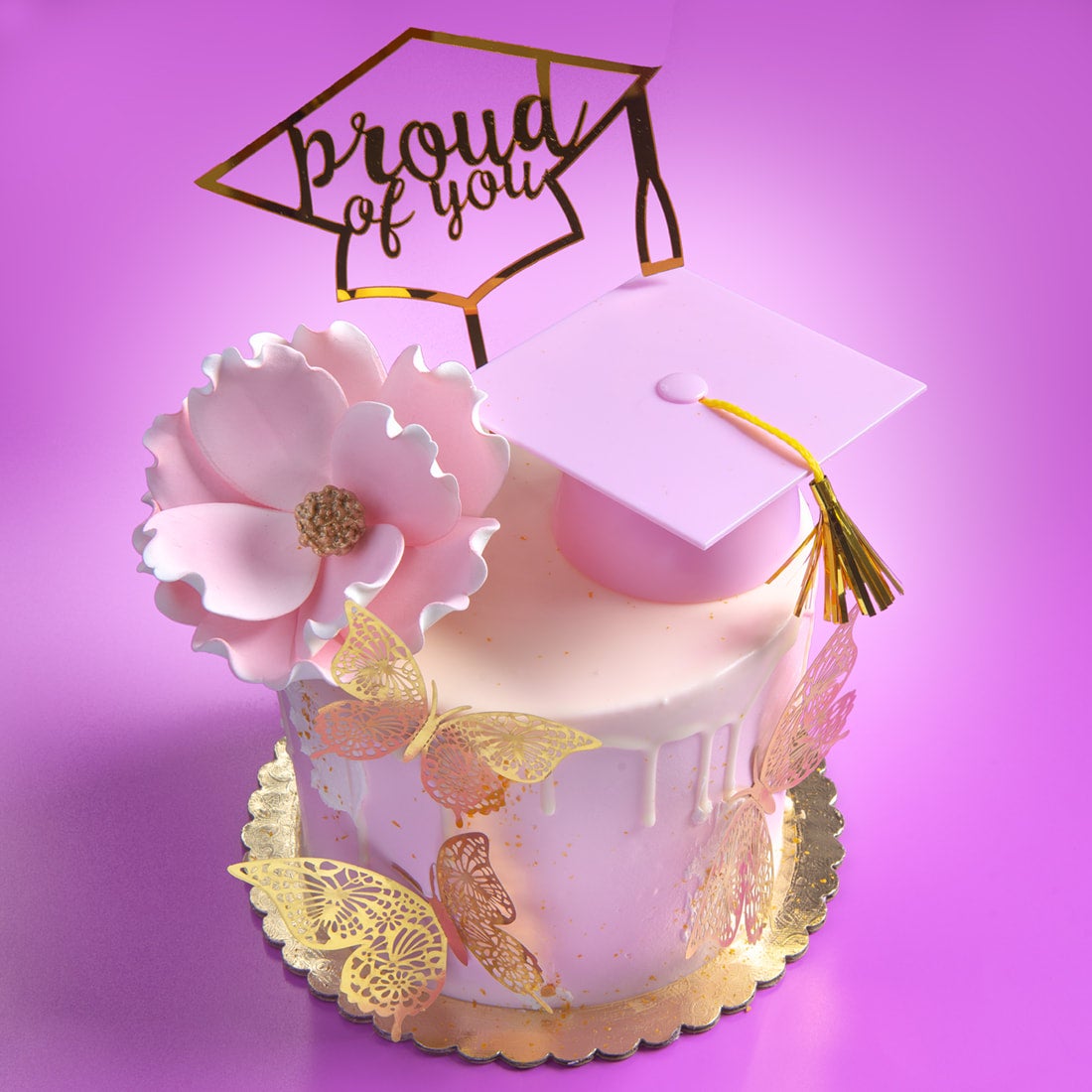 Pretty in Pink Graduation Cake