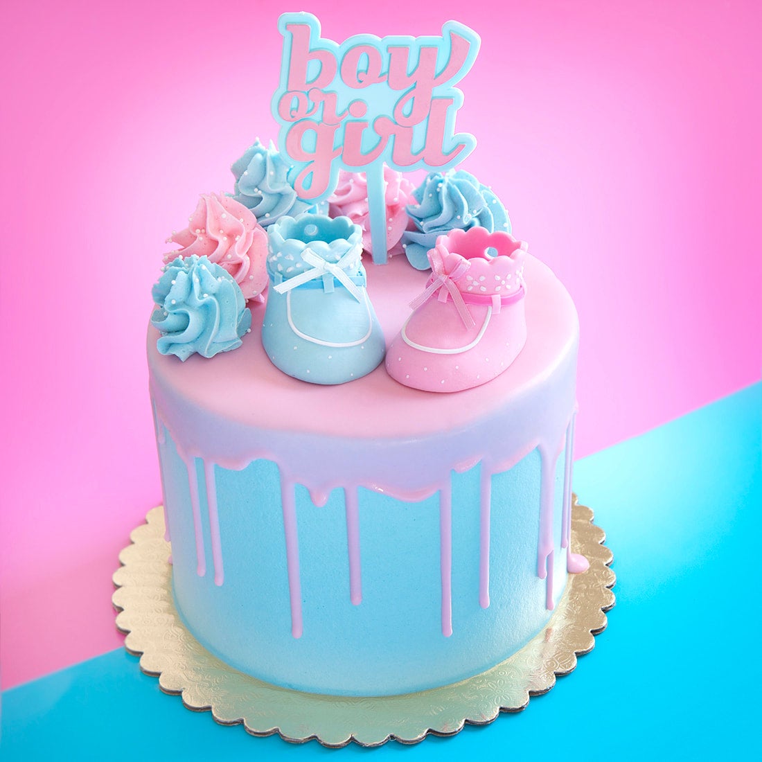 macaron drip cake baby shower gender reveal nj – Blue Sheep Bake Shop