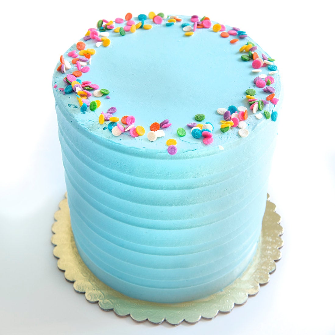 Blue shop buttercream cake